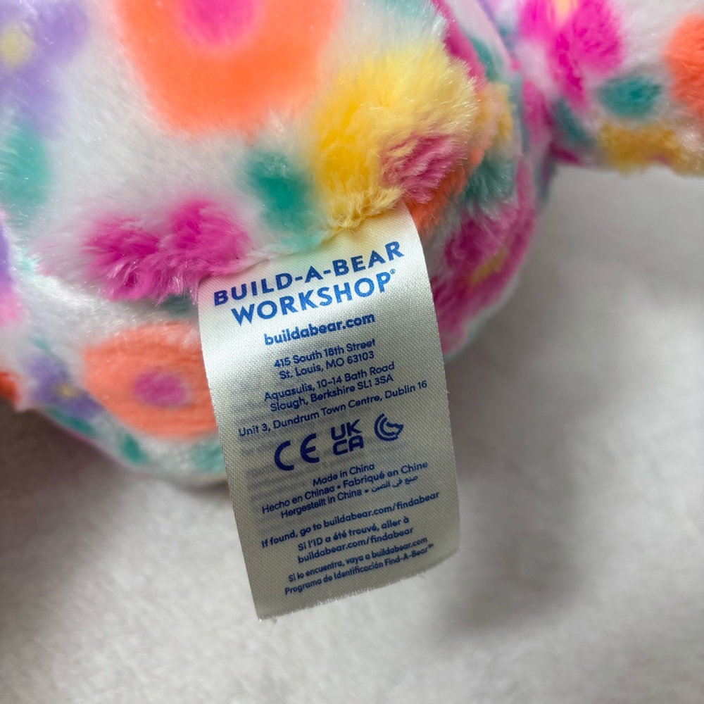 Build-A-Bear Bunny Rabbit Pawlette Glitter Colorful Flower Stuffed Animal 16" - Picture 4 of 8